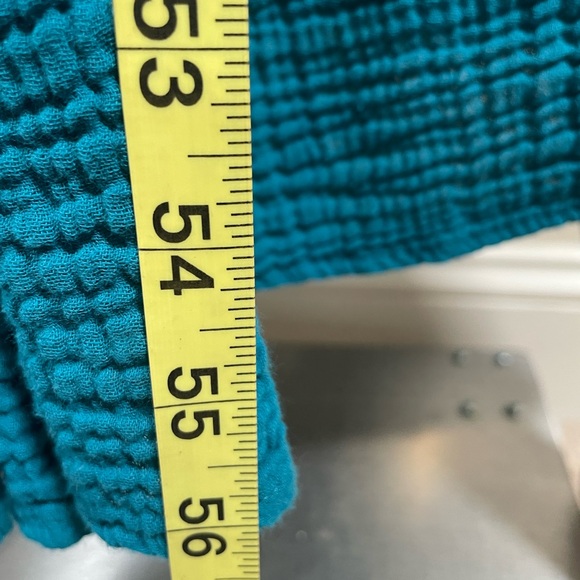 Free People Blurred Lines Midi Dress Blue Dark Teal Sz M 100% Cotton Gauze Sexy - Picture 15 of 15